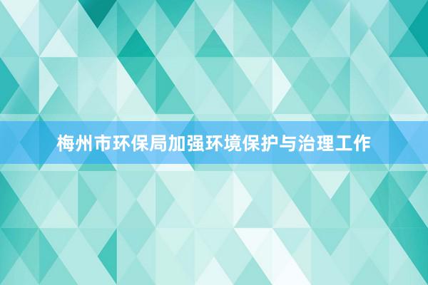 梅州市环保局加强环境保护与治理工作